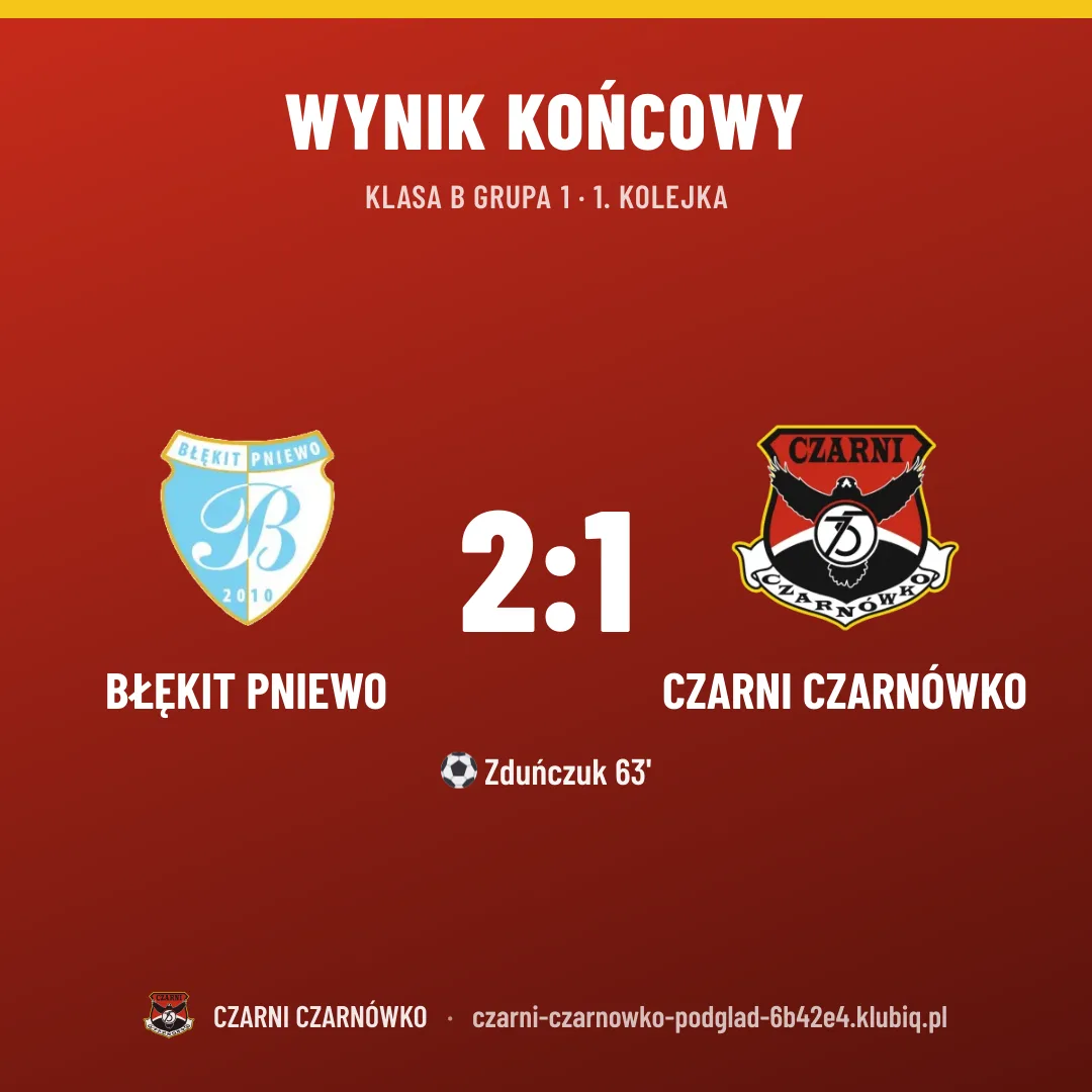 BŁĘKIT Pniewo 2:1 CZARNI Czarnówko